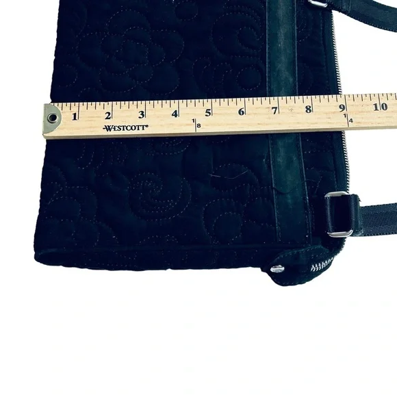 Vera Bradley Front Envelope Closure Cross Body Bag Black Quilted - Picture 10 of 11